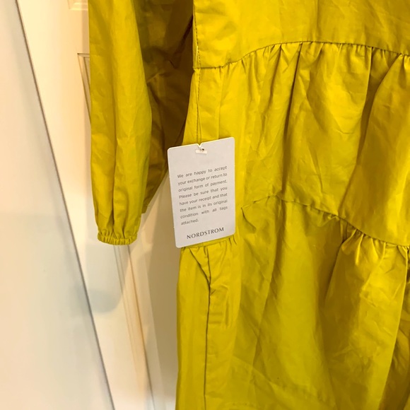 Good Luck Gem Lime Slime Green Tier Ruffle Square Neck Balloon Puff Sleeve Dress - Picture 4 of 15